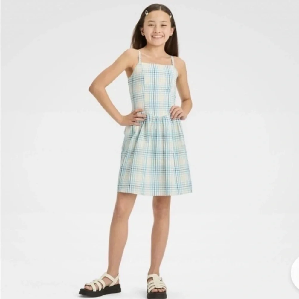 Art Class Girls Blue and White Plaid Dress